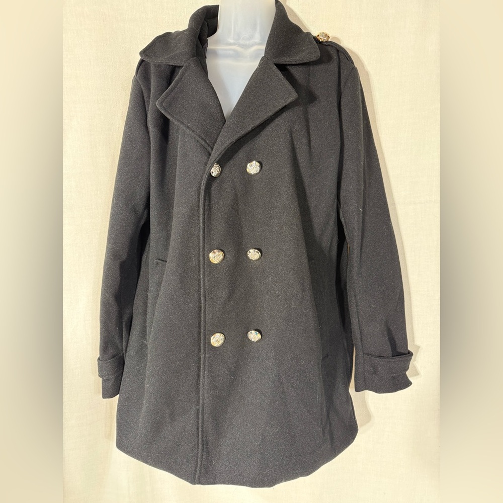 RVHSWDS Elegant Black Double-Breasted Women's Coat size Medium